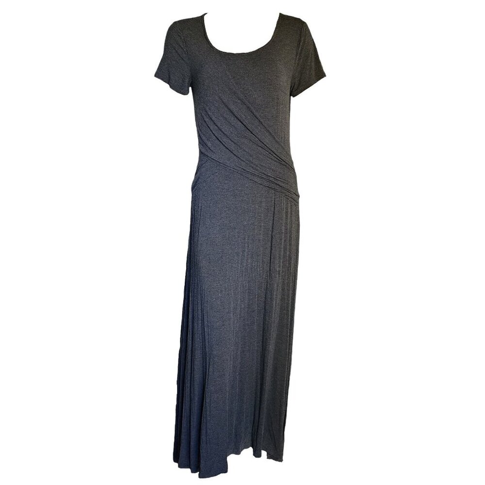 Torrid‎ Dress Plus Size 00 Solid All Grey Gray Pleated Jersey Short Sleeve Maxi